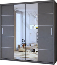 Sliding Wardrobes 4 u LTD Sliding Wardrobes 4U Eddin Modern Sliding Mirror Door Wardrobe In  White, Black & Grey Colors - Grey (W)1500mm, (H)2170mm - thumbnail 2