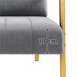 Yaheetech Light Grey Velvet Accent Armchair With Cozy Pillow And Gold Metal Frame - thumbnail 7