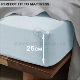 Gc Gaveno Cavailia Plain Dyed Fitted Bedsheet Double Sky Blue Super Soft & Comfy Non Iron Fitted Sheet - thumbnail 2