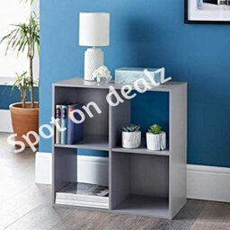 Spot On Dealz Wooden Storage Shelving Unit Bookcase Home Office Use Display Furniture Living Room Décor Easy To Build (4 Cube Unit Grey) - thumbnail 5