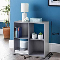 Spot On Dealz Wooden Storage Shelving Unit Bookcase Home Office Use Display Furniture Living Room Décor Easy To Build (4 Cube Unit Grey) - thumbnail 2