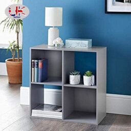 Spot On Dealz Wooden Storage Shelving Unit Bookcase Home Office Use Display Furniture Living Room Décor Easy To Build (4 Cube Unit Grey) - thumbnail 3