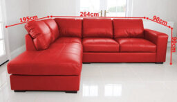 Westpoint Venice Big Corner Sofa Faux Leather Red Left Hand Side - thumbnail 3