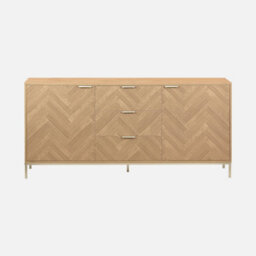 Sweeek - 160Cm Herringbone Sideboard With 3 Drawers Natural 160X40X75 Cm - Budapest - thumbnail 2
