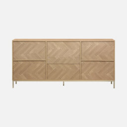 Sweeek - 160Cm Herringbone Sideboard With 3 Drawers Natural 160X40X75 Cm - Budapest - thumbnail 5