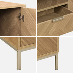 Sweeek - 160Cm Herringbone Sideboard With 3 Drawers Natural 160X40X75 Cm - Budapest - thumbnail 6