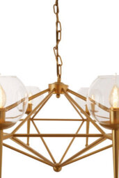 Orsina Gold 8 Arm Geo Pendant Lamp, Mid Century Modern Glass Globe Ceiling Light, Glamorous Geometric Frame Pendant - thumbnail 4