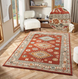 Underfoot Large Red Living Room Rug Indoor Rug Boho Soft Traditional 20mm Thick Runner Rugs - thumbnail 1