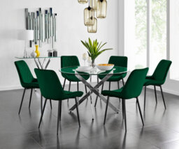 Furniturebox Uk Novara 120Cm Round Dining Table And 6 Green Pesaro Black Leg Chairs - thumbnail 1