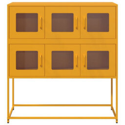 Berkfield Sideboard Mustard Yellow 100.5X39X107 Cm Cold-Rolled Steel - thumbnail 5