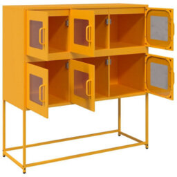 Berkfield Sideboard Mustard Yellow 100.5X39X107 Cm Cold-Rolled Steel - thumbnail 6