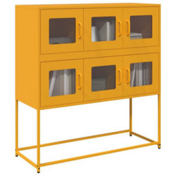 Berkfield Sideboard Mustard Yellow 100.5X39X107 Cm Cold-Rolled Steel