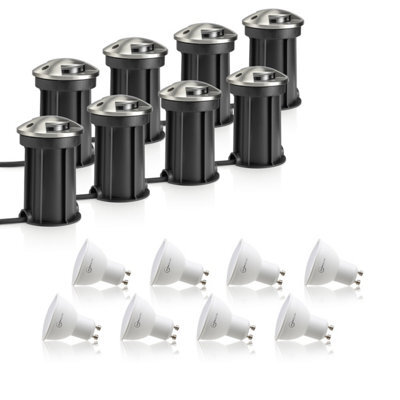 Auraglow Ip67 Anti-Dazzle Stainless Steel Gu10 Deck Light - Warm White - 8 Pack - image 1