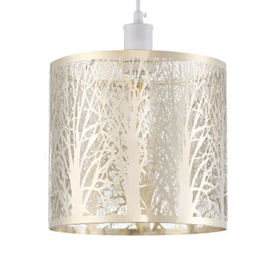 Happy Homewares Unique And Beautiful Brushed Gold Metal Forest Design Ceiling Pendant Shade - image 1