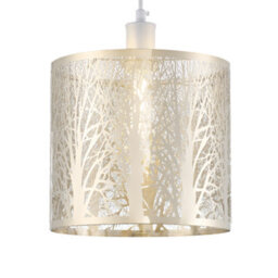 Happy Homewares Unique And Beautiful Brushed Gold Metal Forest Design Ceiling Pendant Shade - thumbnail 2