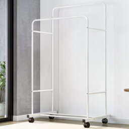 Living And Home White Metal Heavy Duty Clothes Rail Clothes Rack And Storage Shelf With 4 Castors - thumbnail 4