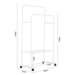 Living And Home White Metal Heavy Duty Clothes Rail Clothes Rack And Storage Shelf With 4 Castors - thumbnail 9