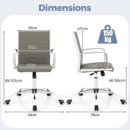 Gainoom Grey Office Chair Height Adjustable Conference Room Chair With Rocking Backrest & Armrests - thumbnail 2