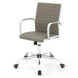 Gainoom Grey Office Chair Height Adjustable Conference Room Chair With Rocking Backrest & Armrests - thumbnail 1