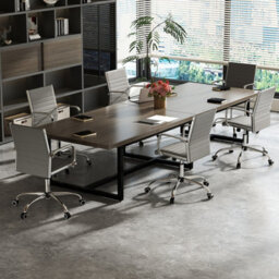 Gainoom Grey Office Chair Height Adjustable Conference Room Chair With Rocking Backrest & Armrests - thumbnail 5