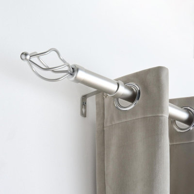 Ohs Curtain Pole Extendable 28mm Metal Finnials Twist End Rod 120-200Cm, Silver - image 1