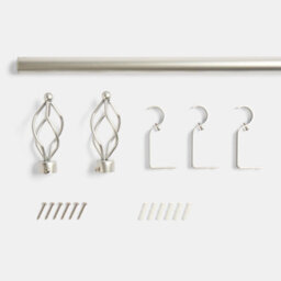 Ohs Curtain Pole Extendable 28mm Metal Finnials Twist End Rod 120-200Cm, Silver - thumbnail 5