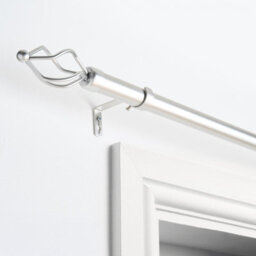 Ohs Curtain Pole Extendable 28mm Metal Finnials Twist End Rod 120-200Cm, Silver - thumbnail 2