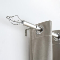 Ohs Curtain Pole Extendable 28mm Metal Finnials Twist End Rod 120-200Cm, Silver - thumbnail 1
