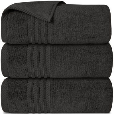 Casabella Towels 3 Pack Bath Sheets Large Bath Towel 80X140 Cm 100% Zero-Twist Cotton Highly Absorbent Towels Grey - image 1