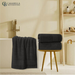Casabella Towels 3 Pack Bath Sheets Large Bath Towel 80X140 Cm 100% Zero-Twist Cotton Highly Absorbent Towels Grey - thumbnail 8