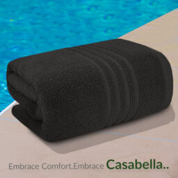 Casabella Towels 3 Pack Bath Sheets Large Bath Towel 80X140 Cm 100% Zero-Twist Cotton Highly Absorbent Towels Grey - thumbnail 3