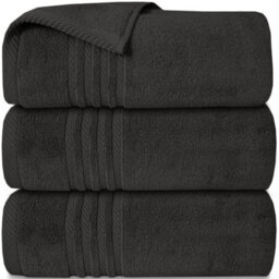 Casabella Towels 3 Pack Bath Sheets Large Bath Towel 80X140 Cm 100% Zero-Twist Cotton Highly Absorbent Towels Grey