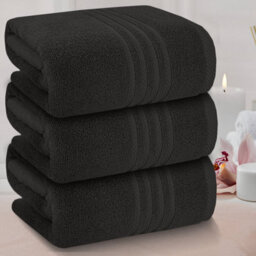 Casabella Towels 3 Pack Bath Sheets Large Bath Towel 80X140 Cm 100% Zero-Twist Cotton Highly Absorbent Towels Grey - thumbnail 2