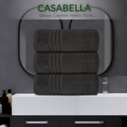Casabella Towels 3 Pack Bath Sheets Large Bath Towel 80X140 Cm 100% Zero-Twist Cotton Highly Absorbent Towels Grey - thumbnail 7