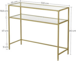 Songmics Console Table, Tempered Glass Table, Modern Sofa Or Entryway Table, Metal Frame, 2 Shelves, Adjustable Feet - thumbnail 7