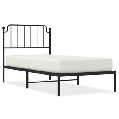 Berkfield Classic Metal Bed Frame Without Mattress With Headboard Black 90X200Cm