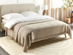 Beliani Bedspread Yerbent Cotton 220 X 240 Cm Taupe - thumbnail 2