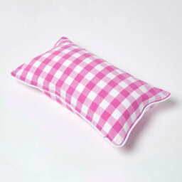 Homescapes Pink Block Check Cotton Gingham Cushion Cover, 30 X 50 Cm - thumbnail 4