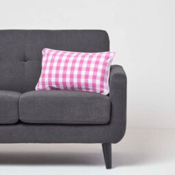 Homescapes Pink Block Check Cotton Gingham Cushion Cover, 30 X 50 Cm - thumbnail 2