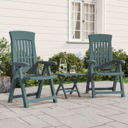Berkfield Garden Reclining Chairs 2 Pcs Green Pp - thumbnail 1