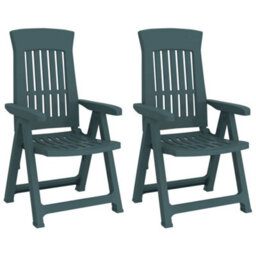 Berkfield Garden Reclining Chairs 2 Pcs Green Pp - thumbnail 2