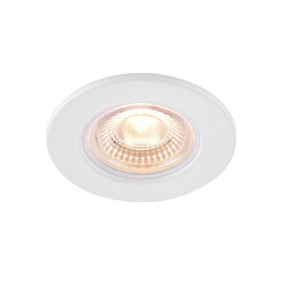 GoodHome Hodgkin Matt White Fixed Led Fire-Rated Warm White Downlight Ip65 - image 1