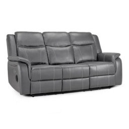 Furnishings For Less UK Orlando Leather Grey Electric Reclining 3 Seater Cup Holder - thumbnail 4