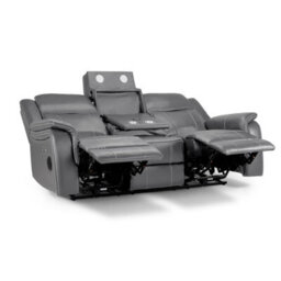 Furnishings For Less UK Orlando Leather Grey Electric Reclining 3 Seater Cup Holder - thumbnail 7