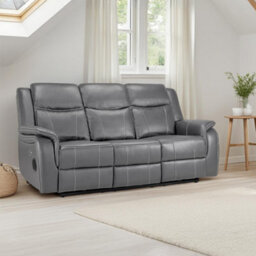 Furnishings For Less UK Orlando Leather Grey Electric Reclining 3 Seater Cup Holder - thumbnail 1
