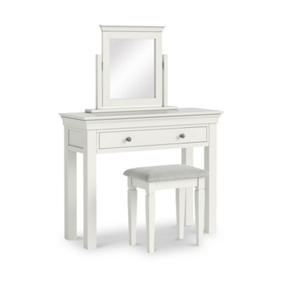 Colette White Dressing Table Set With Swivel Mirror & Stool - By Roseland Furniture - image 1