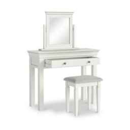 Colette White Dressing Table Set With Swivel Mirror & Stool - By Roseland Furniture - thumbnail 7