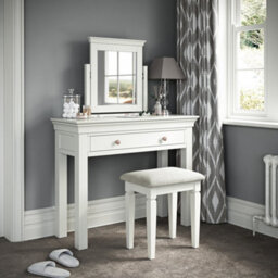 Colette White Dressing Table Set With Swivel Mirror & Stool - By Roseland Furniture - thumbnail 3