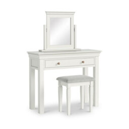 Colette White Dressing Table Set With Swivel Mirror & Stool - By Roseland Furniture - thumbnail 4