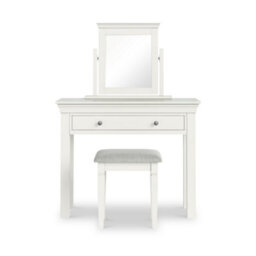 Colette White Dressing Table Set With Swivel Mirror & Stool - By Roseland Furniture - thumbnail 5